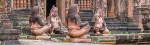 Statues en forme de singes, sculptures, Banteay Srei, Cambodge