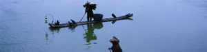 Pêche traditionnelle avec cormorans, Yangshuo, rivière Li, Chine