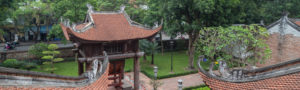 Vue du toit depuis le temple de la littérature à Hanoi, Vietnam