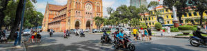 Rue des bâtiments Notre Dame et la Poste, Saigon, Ho Chi Minh ville, Vietnam